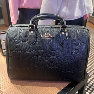 Coach Black Embossed Leather Rowan Satchel